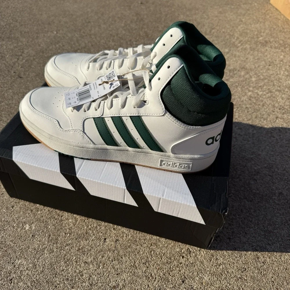 Adidas Hoops 3.0 Mid Men's Basketball Sneakers White/Green Size 11.5 –‎ NIB